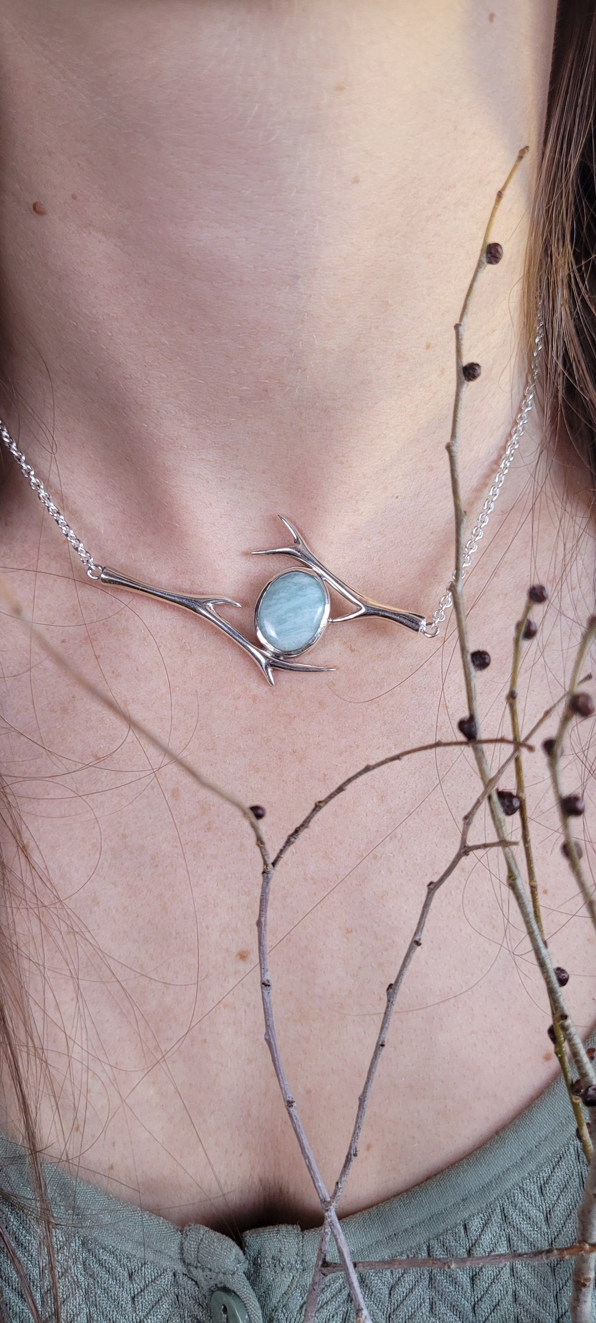 Collier branches et amazonite du Saguenay