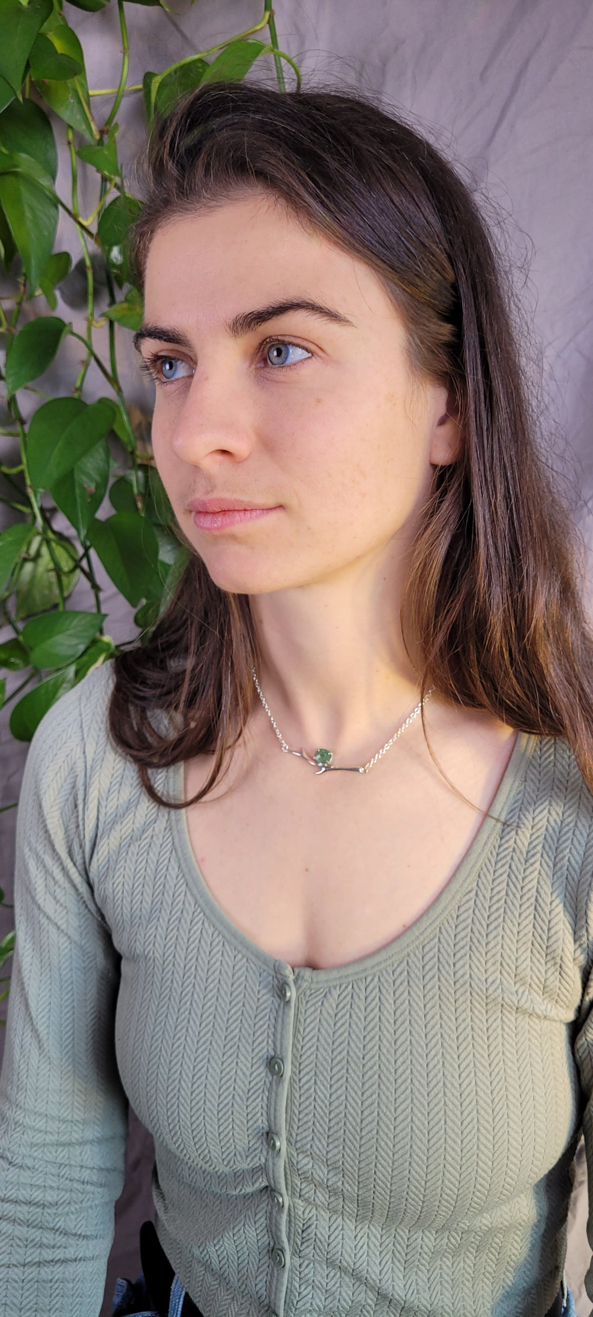 Québec tourmaline and branch necklace