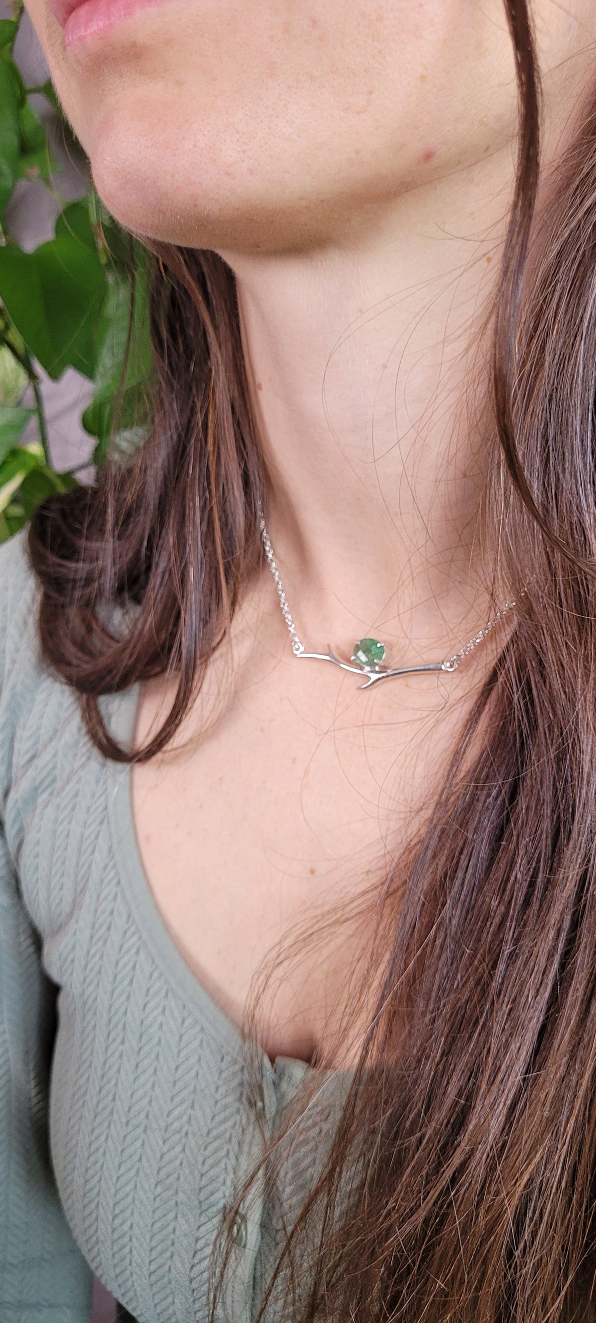 Québec tourmaline and branch necklace